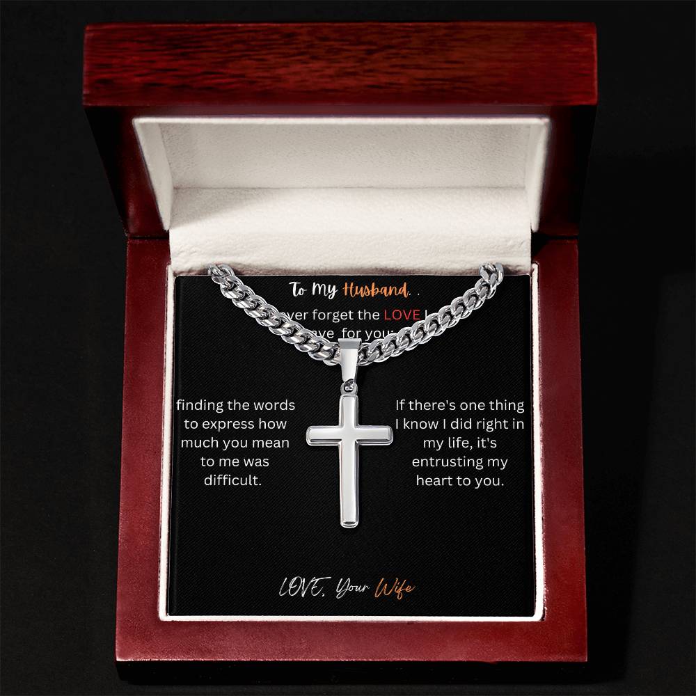 Cuban Chain Artisan Cross Necklace For My Husband-FB