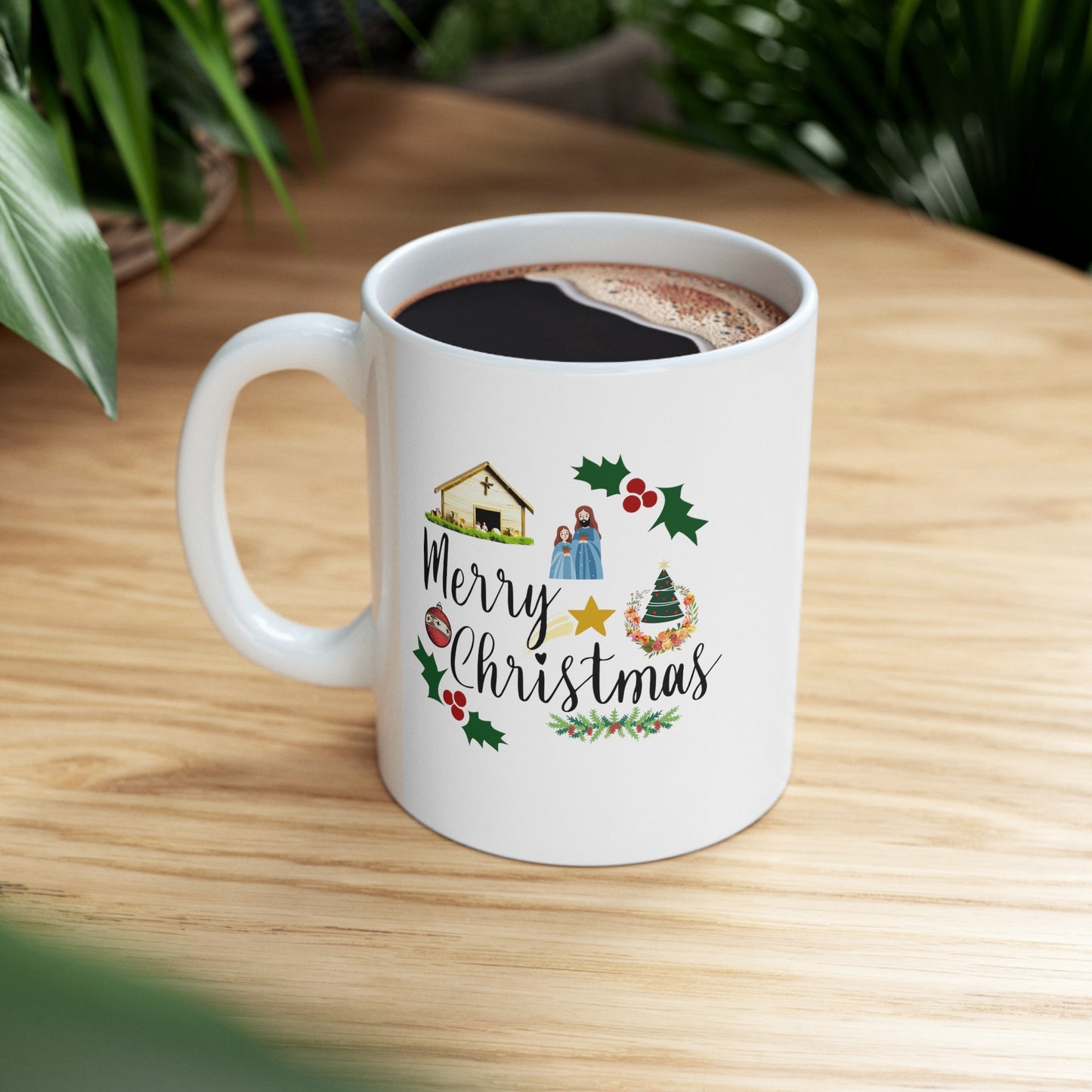 Ceramic Coffee or Tea Mug, Merry Christmas Manger Mug