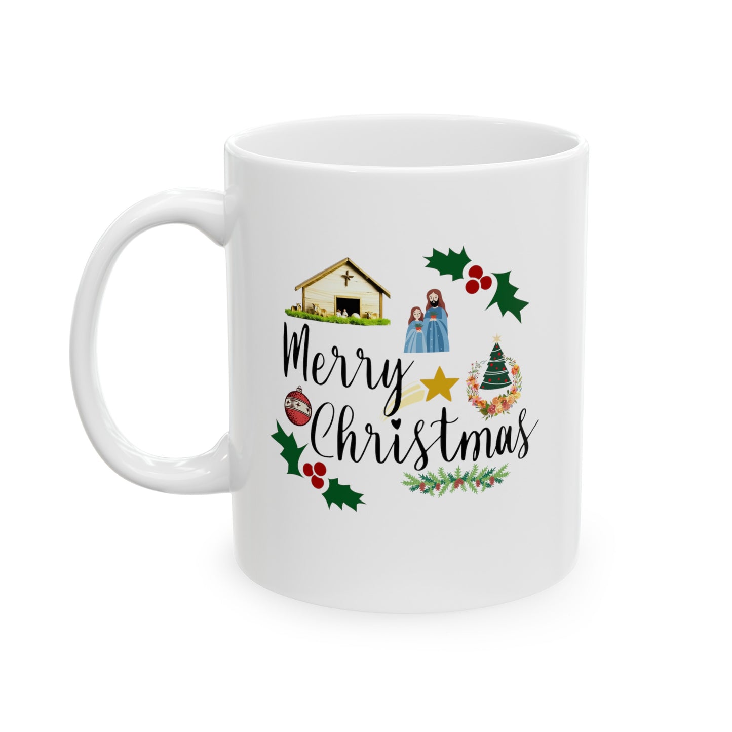 Ceramic Coffee or Tea Mug, Merry Christmas Manger Mug