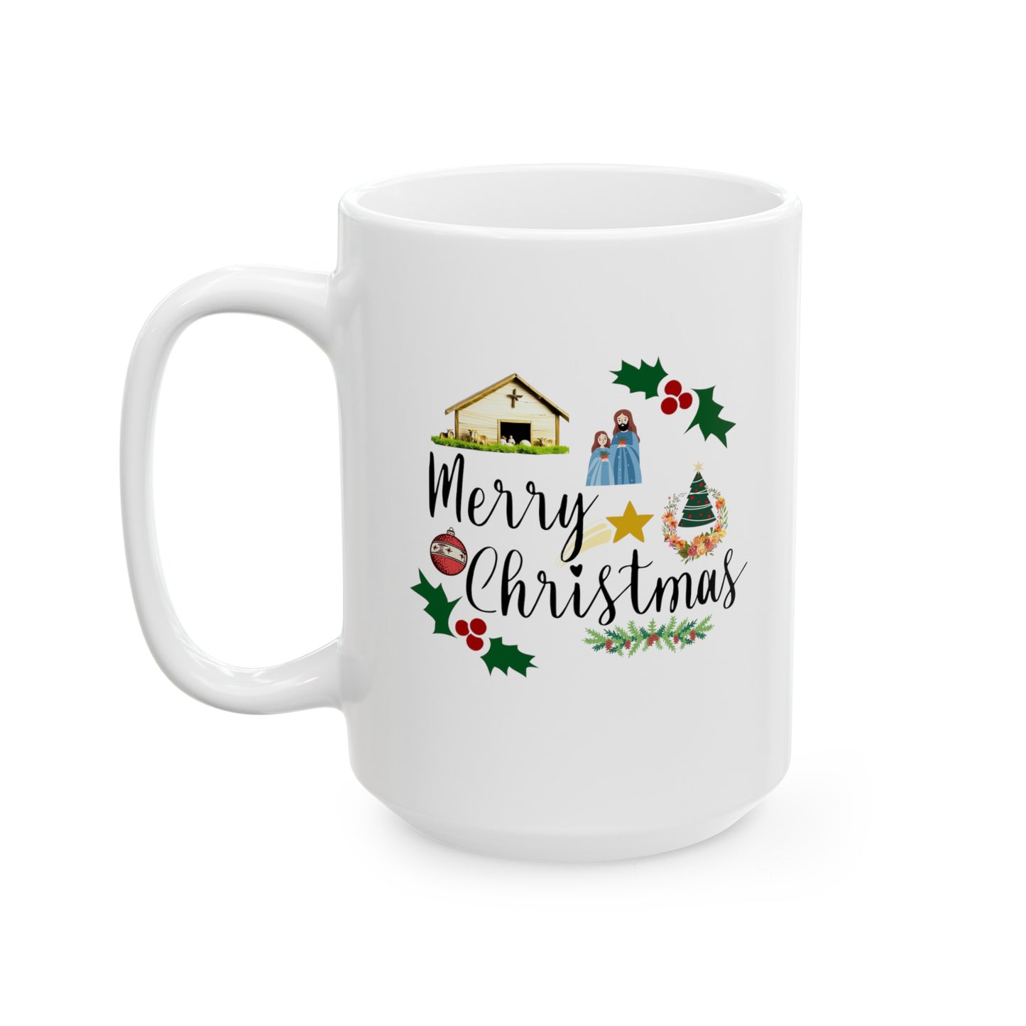Ceramic Coffee or Tea Mug, Merry Christmas Manger Mug