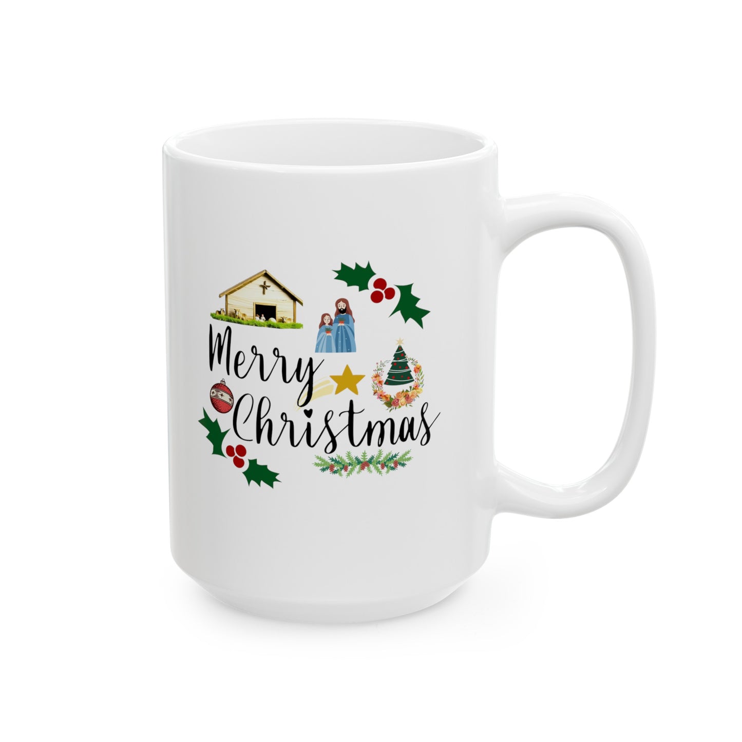 Ceramic Coffee or Tea Mug, Merry Christmas Manger Mug