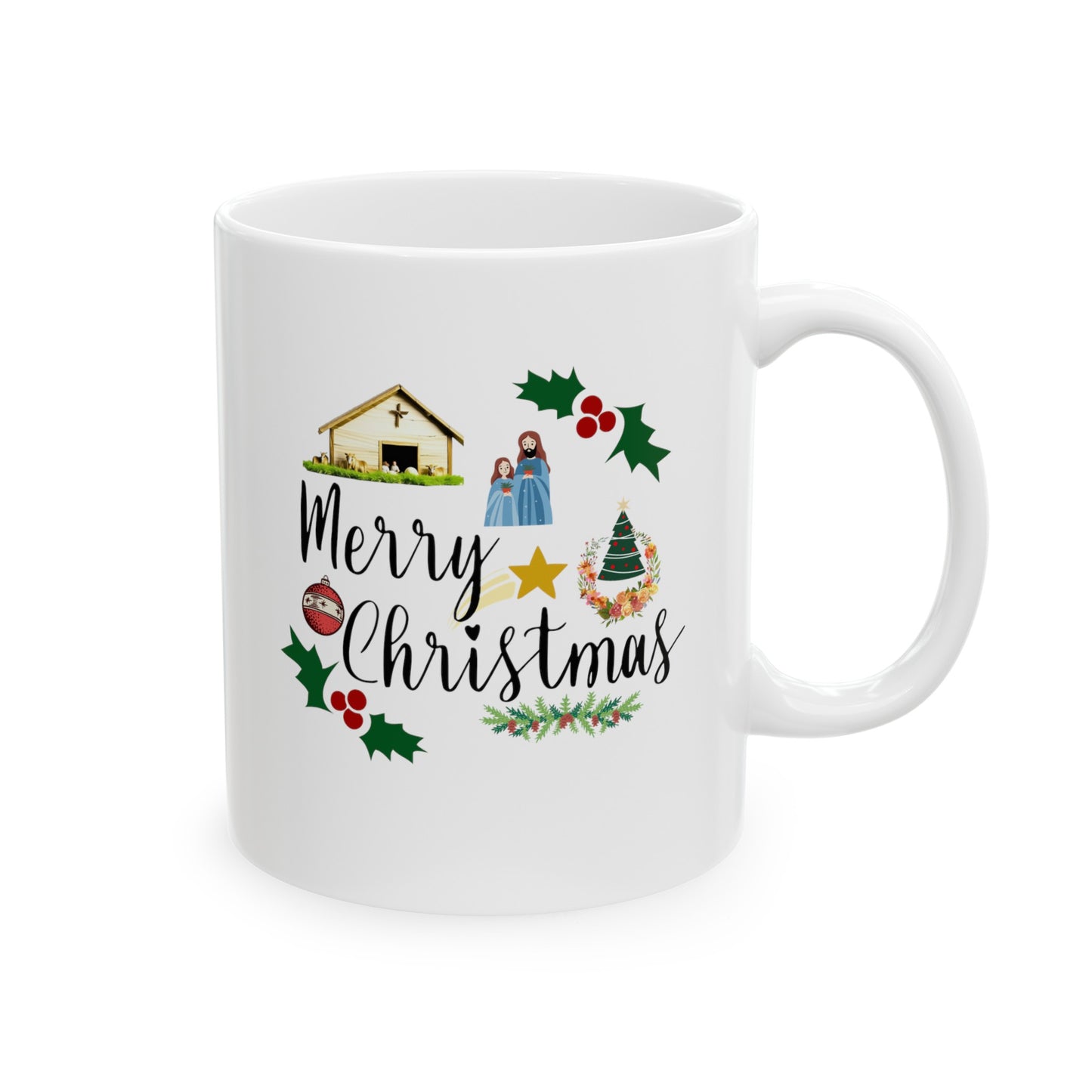 Ceramic Coffee or Tea Mug, Merry Christmas Manger Mug