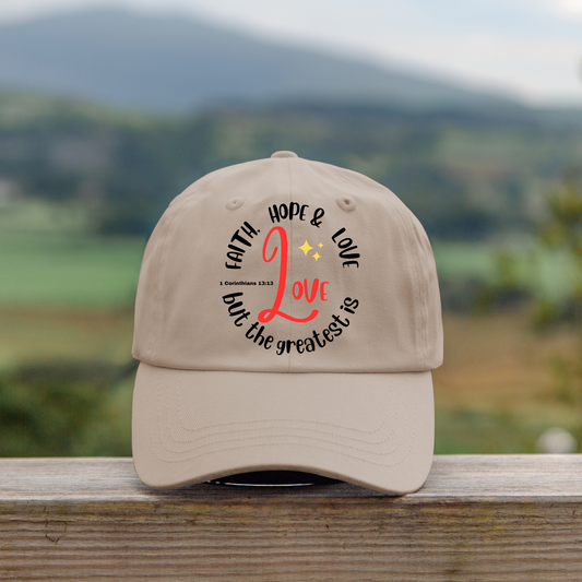 Unisex Distressed Cap, Faith Hope & Love Cap
