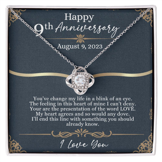 Love Knot Anniversary Necklace (Yellow & White Gold Variants)