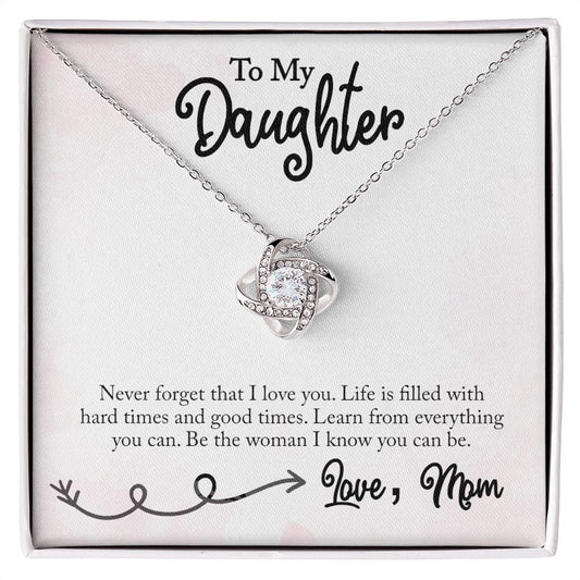 Love Knot Birth Day Necklace To My Daughter (Yellow & White Gold Variants)