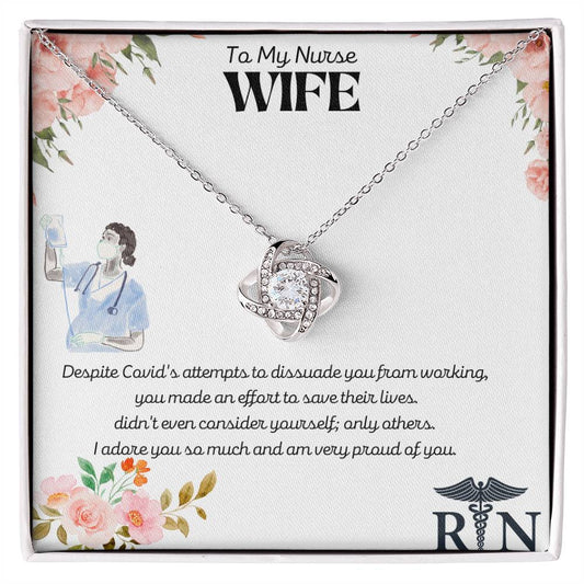 Love Knot Pendant Necklace for a "Nurse" Wife