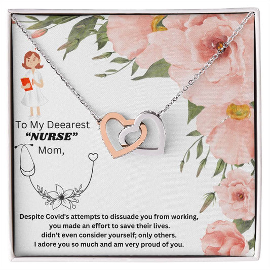 Interlocking Hearts Pendant Necklace for a "Nurse" Mother