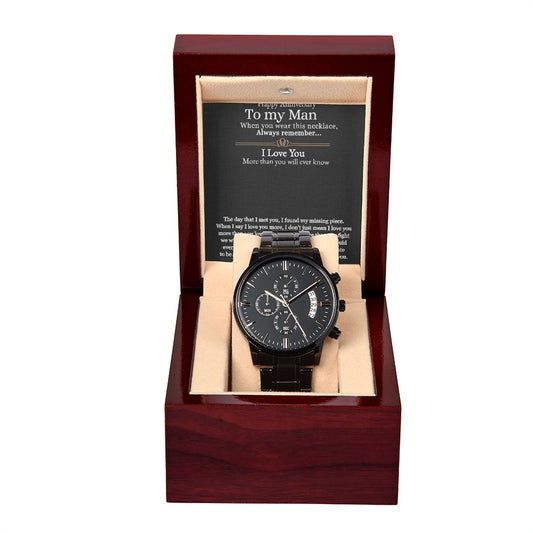 Black Chronograph Anniversary Watch To My Man + MC (NO ENGRAVING)