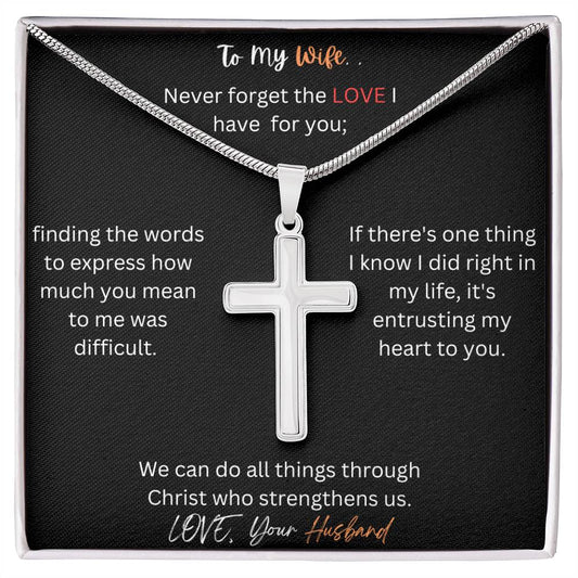 Cuban Chain Artisan Cross Necklace for My Wife